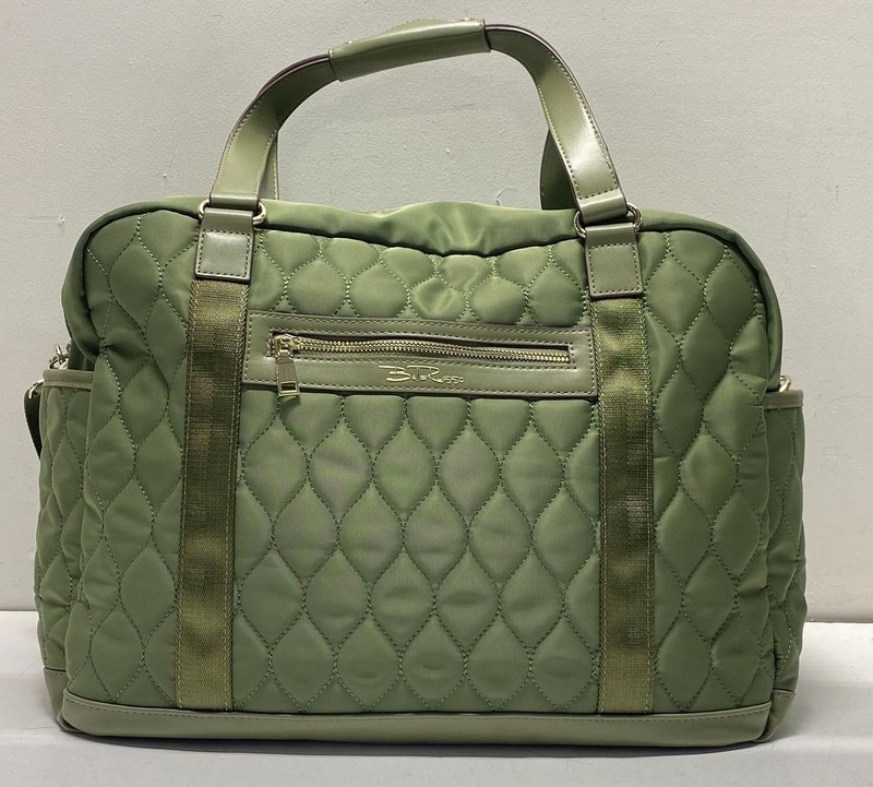 Bella Russo Green Quilted Nylon Faux Leather Travel Bag