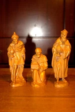 6" ANRI HAND CARVED WOOD KUOLT NATIVITY SET SCENE THREE WISE MEN KINGS FIGURINES