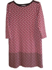 Signature Collection XL Shift Dress 3/4 sleeves Black Red Pink Retro Geometric