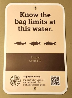 18'' Arizona Game & Fish THICK Metal Fishing Bag Limit Sign Trout  Catfish Bass