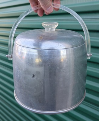 Vintage Kromex Aluminum Ice Bucket - Lucite Handle, mid-century