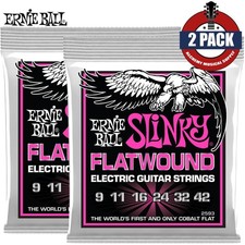 2-PACK Ernie Ball 2593 Super Slinky Flatwound Electric Guitar Strings 9-42