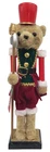 Plastic With Plush Christmas Nutcracker,15"TEDDY BEAR SOLDIER IN UNIFORM W/STAFF