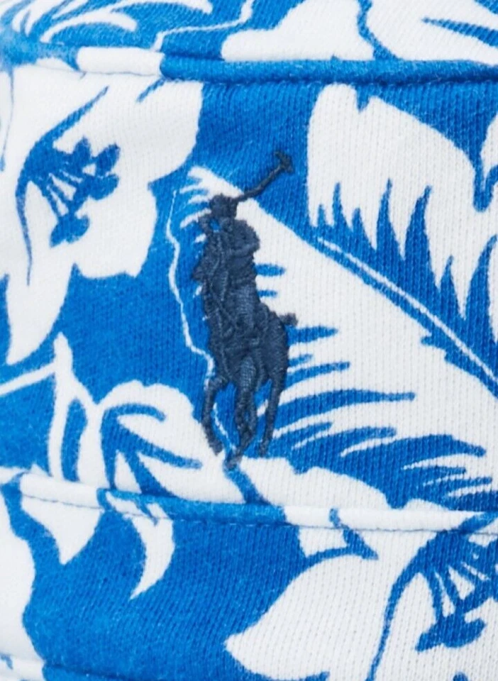 Polo Ralph Lauren Floral Algodón Terry Cubo Sombrero Talla L/XL Azul Blanco Foto 3 de 3