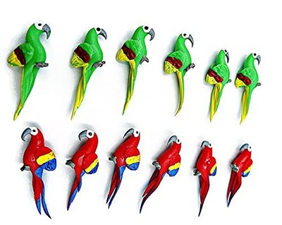 Mixed 2 Colour Lot of 12 Miniature Parrot Bird Outdoor Patio Decor Fairy Gard...