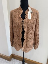 Chico s NWT Lady Lovely Lace Solid Copper Brown size 1 Blazer Jacket