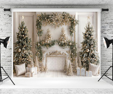 7 5Ft Christmas Backdrop Photography Winter Indoor Christmas Tree Gift Backgroun