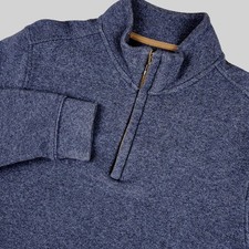 Tasso Elba Mens Blue Marl 100 Cotton Quarter Zip Sweater Large Preppy Pullover