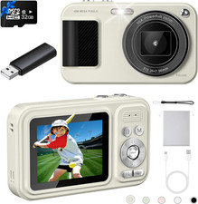 FHD 1080P 48MP Kids Camera, Autofocus Point and Shoot Digital Camera with 32GB C