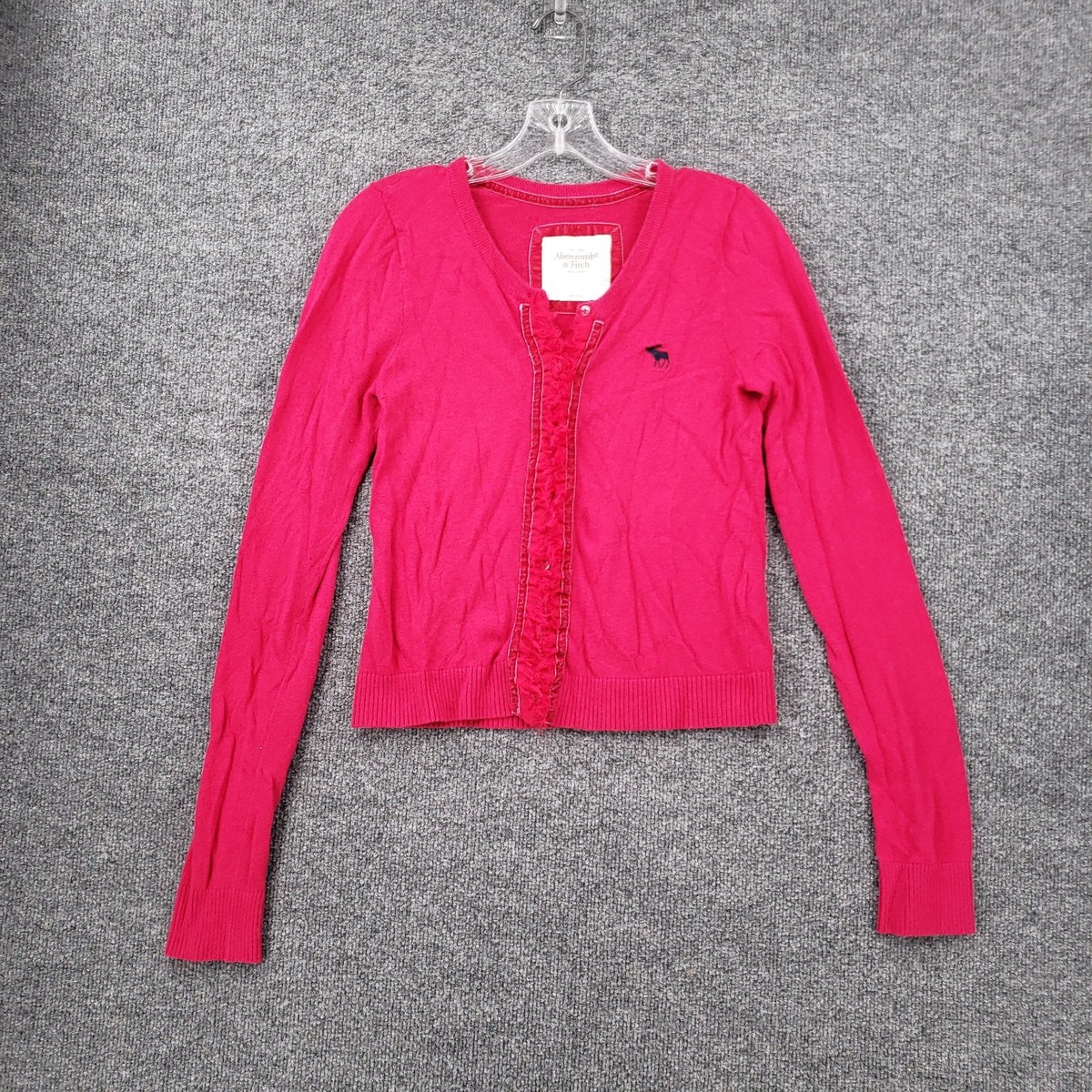 VINTAGE Abercrombie Fitch Cardigan Womens L Large Pink V Neck