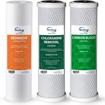 iSpring F3-NC 6-Month Prefilter Replacement Supply Filter Set, White 