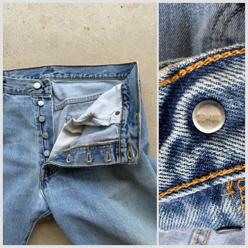 Vtg Levis 501 Blue Denim Jeans W 34 - 35 L 34 Button Fly Red Tab Y2k Grunge 2005 - Picture 13 of 23
