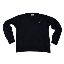 Vintage Wrangler Women's V Neck Sweatshirt Black USA Made Slim Large 18 x 22.5