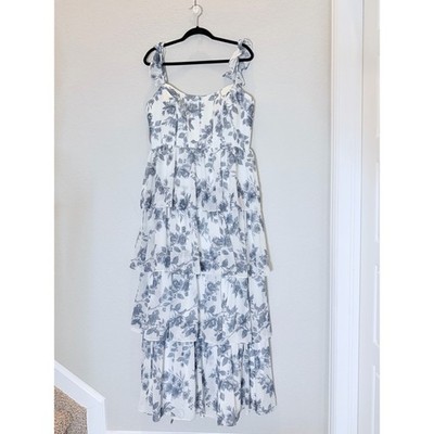 sachin and babi light blue dress Sangria Whimsical Blooms Bridesmaid Dress Chiffon Size Small