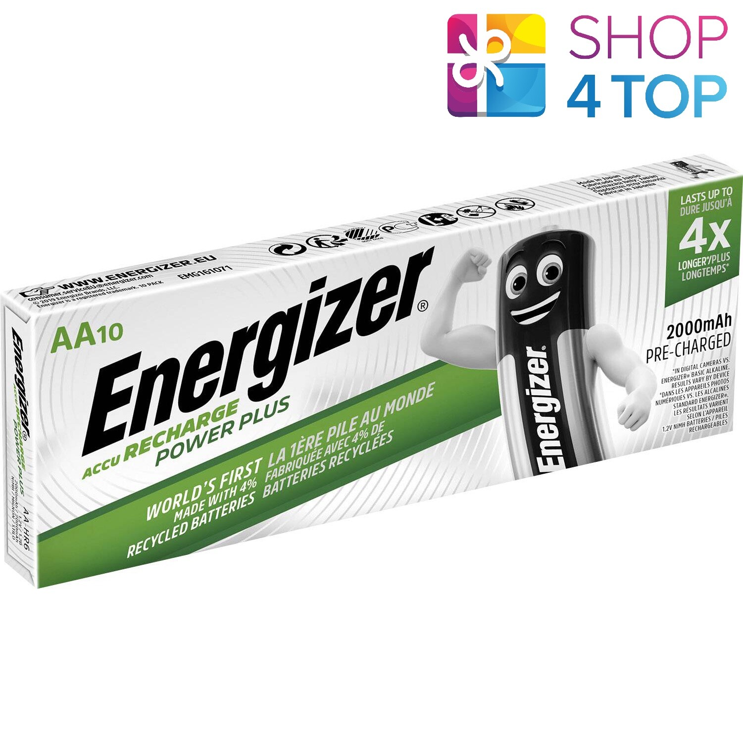 10 Energizer AA Batteries Accu Recharge Power Plus NiMH Rechargeable 1.2V New