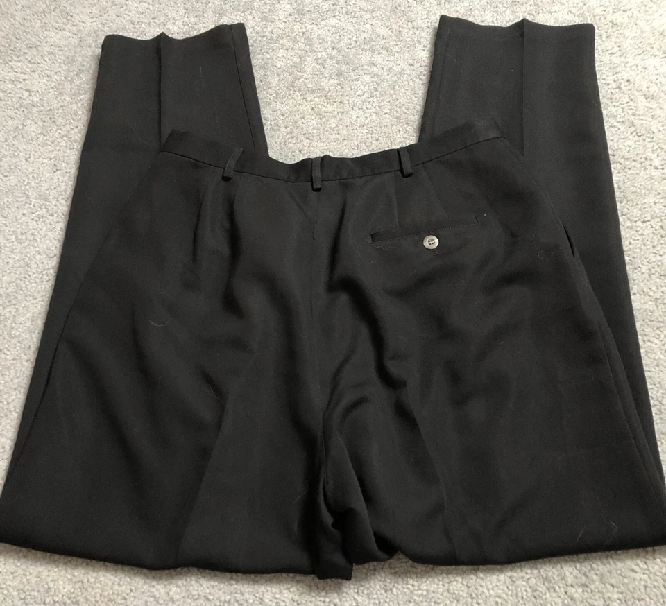 Pantalones de vestir para mujer Crazy Horse talla 14 negros mezcla de rayón plisados delanteros cónicos Foto 4 de 4