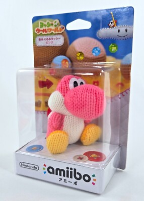PINK YARN YOSHI AMIIBO NEW SEALED Authentic Nintendo Switch Woolly World Japan
