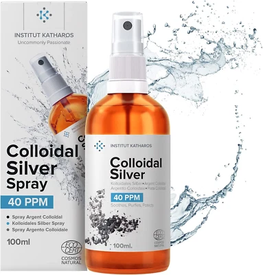 INSTITUT KATHAROS Colloidal Silver Spray 100mL ● 40 PPM ● Superior Concentration, Smaller