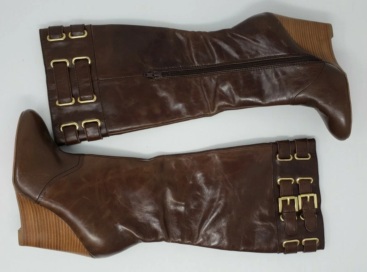 Botte femme Paris Hilton Supreme pointure 7,5 cuir marron talon compensé boucle
