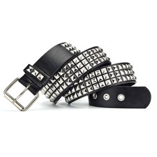 Mens Studded Punk Gothic Belt Metal Polishing Pyramid Waistband Adjustable Rock