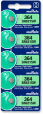 Murata 364 SR621SW Silver Oxide Watch Battery 5 Count - Replaces Sony 364