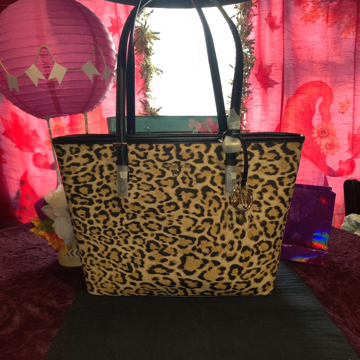 MICHAEL KORS レオパード柄 トートバッグ Michael Kors Jet Set Charm Marigold MD Carryall Tote Leopard Print