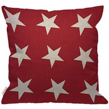 White Star Throw Pillow Cover,Abstract USA Star Design on The Red Color A28