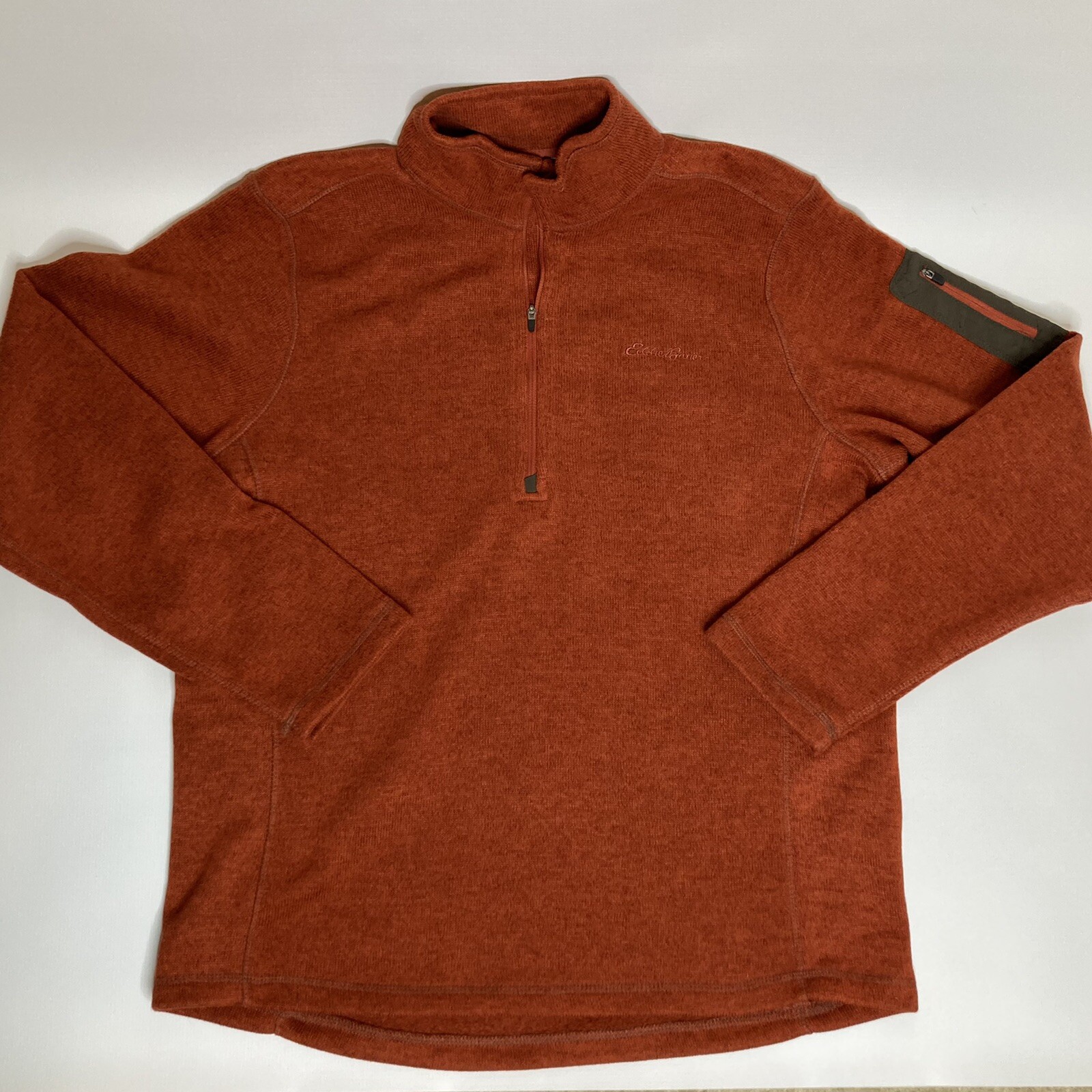 EDDIE BAUER Men's 1/4 Zip Fleece Jacket (Pimiento) Orange XLarge