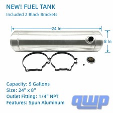 Fuel Tank Gas Tank 5 Gallons 24x8 Aluminum Round Spun End Fill Universal New