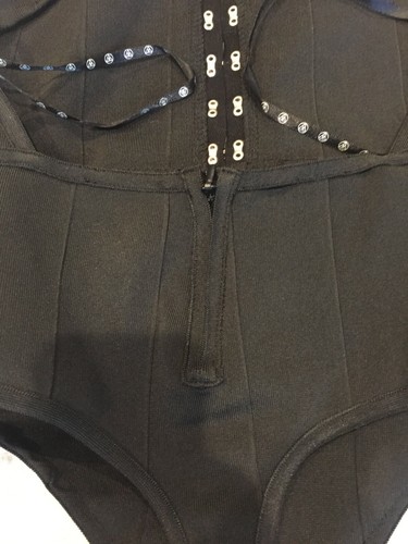 NWOT Misguided Womens Black Harness Choker Neck Bodysuit 2 XS SEXY - Picture 5 of 11