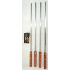 New BBQ Skewers Flat Extra Wide 15mm Extra Long 53cm Kebab Grill Wood Handle New