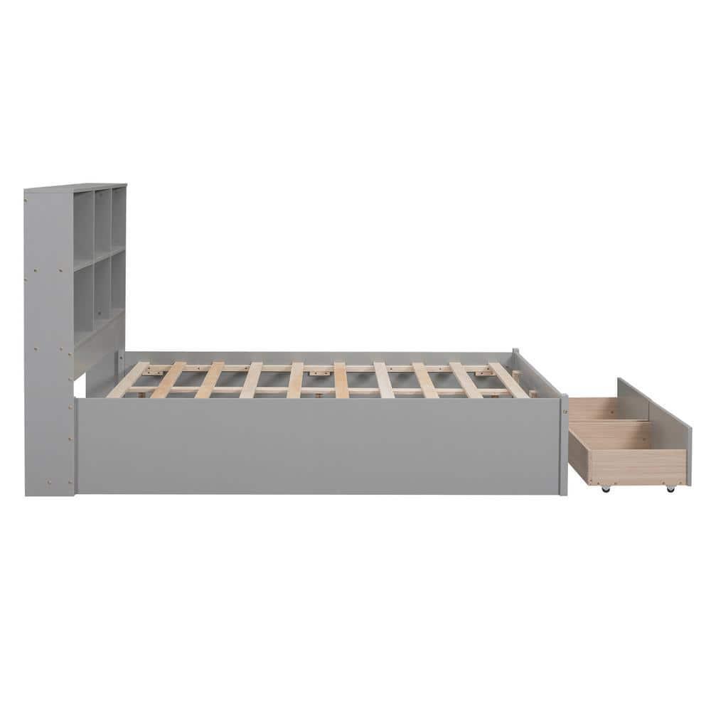 Harper Bright Designs Platform Bed w/ Storage Wood Frame
