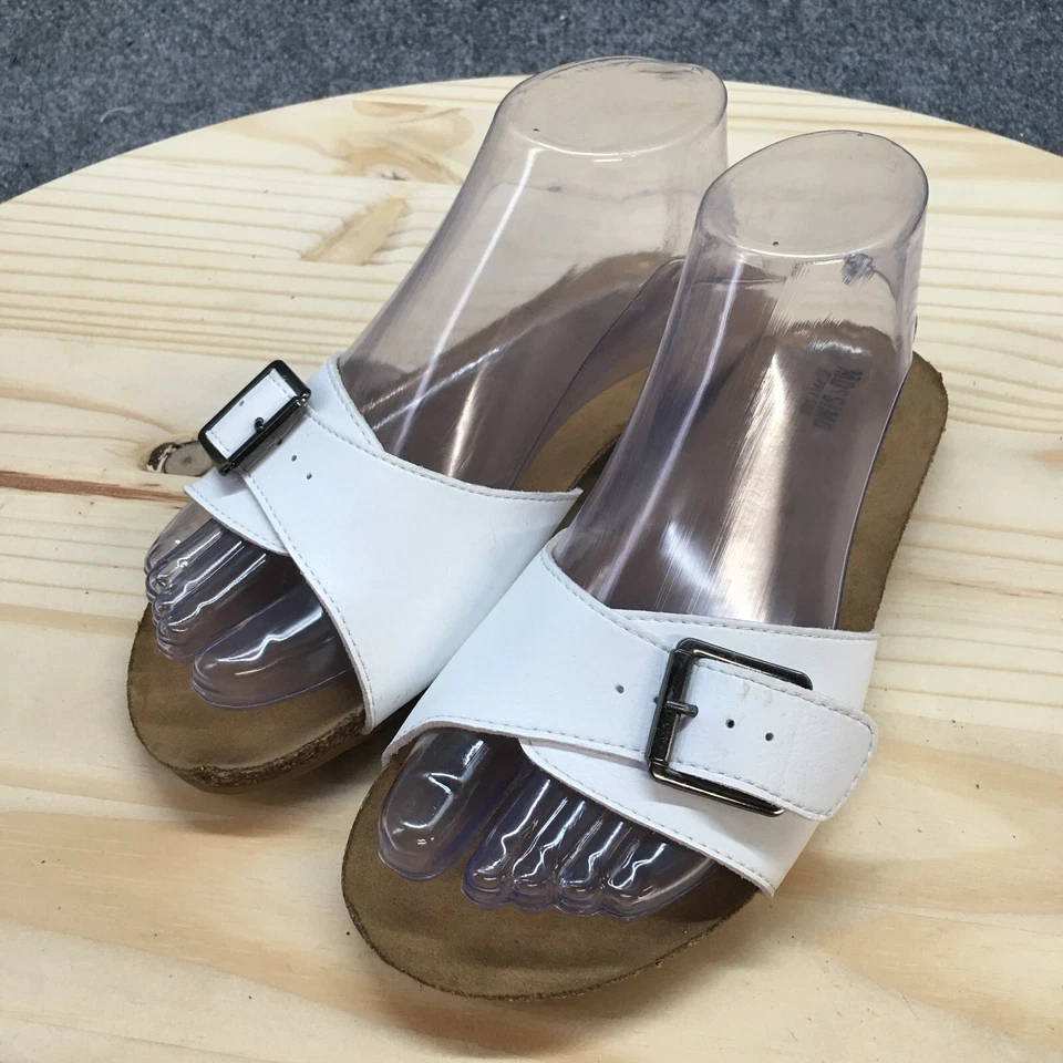 Mossimo Supply Co Sandals Womens 6 Slide Flats Slip On White Faux Leather Cork - Image 3 of 4