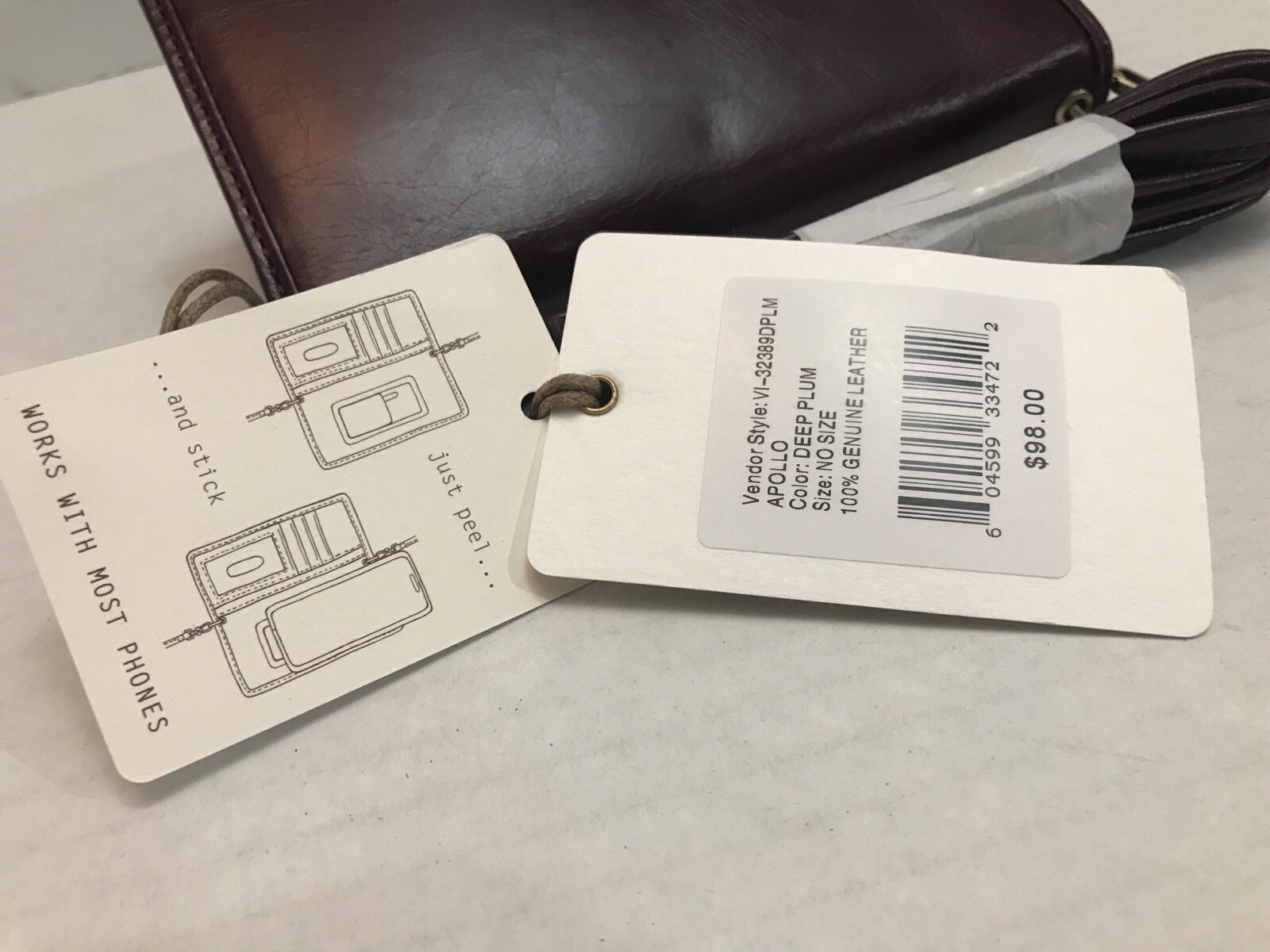 HOBO Apollo Deep Plum Purse Leather Crossbody Phone Holder Wallet NWT