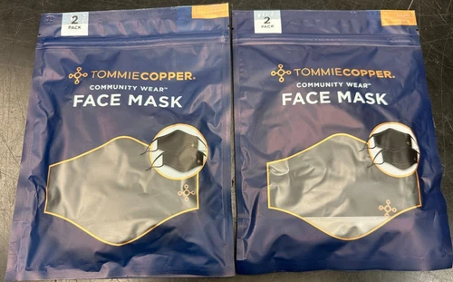 Tommie Copper Community Wear Face Mask - Black 2 Bags, 4 Total Masks
