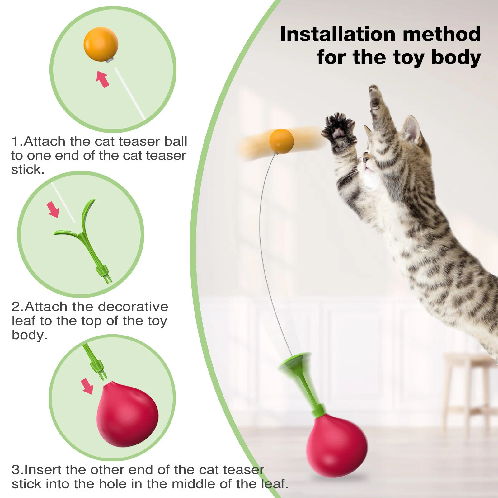 NEW Fashion Cat Stick Cat Roly-Poly Interactive Indoor Toy