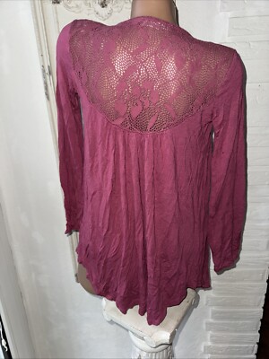 Your Style Ole Damen Cardigan offene Jacke Sweater Lochmuster Langarm  Lila XS