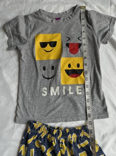 D' lunaas set pajamas pant/top for children blue and gray happy faces size 2/4 - Picture 5 of 13