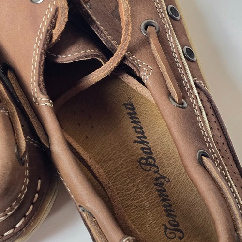 Tommy Bahama Captain Brown Leather Boat Shoes Men’s 8.5 M Moc Toe Casual - Picture 13 of 14