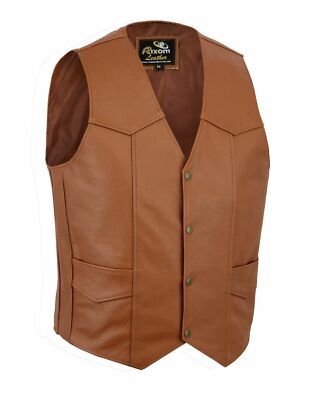 Bikers Classic Vest Real Leather Waistcoat Motorcycle Club vest