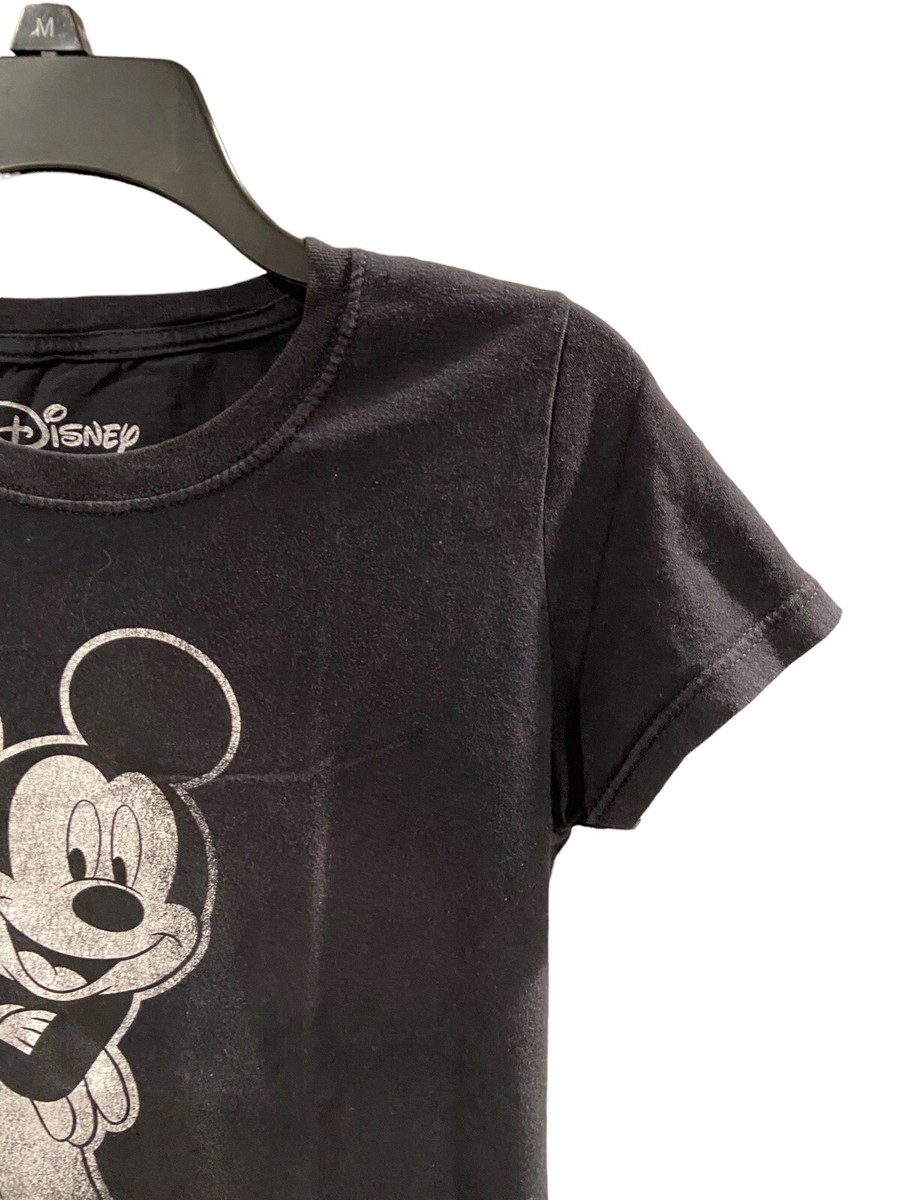 Disney Mickey Mouse Black T Shirt 100% Cotton Girls Size L