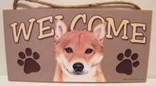 Welcome Shiba Inu Dog Breed Wood Sign Plaque