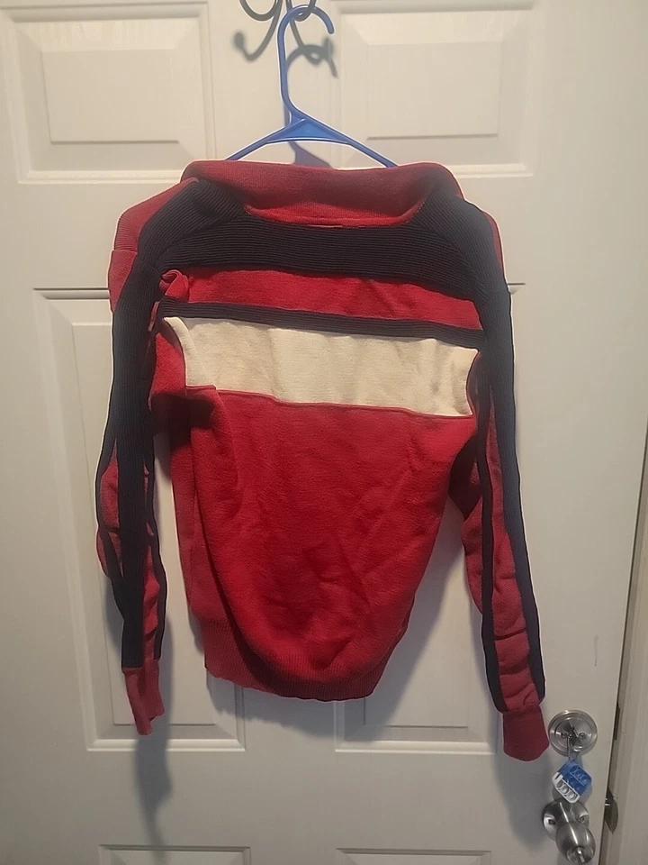 SUÉTER ROJO TEJIDO 100% LANA MEISTER VINTAGE, CREMALLERA FRONTAL 1/4, Talla Mediana Foto 4 de 4