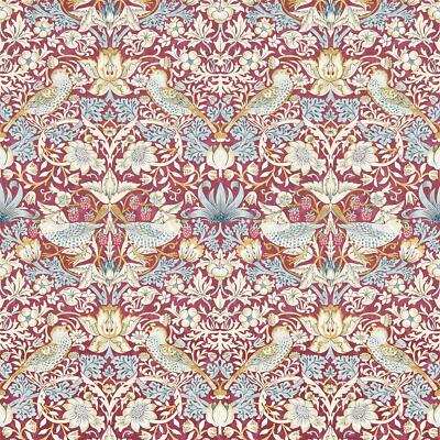 William Morris Design Erdbeerdieb Tapete Pflaume cremefarben an die Wand kleben