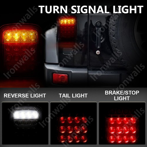 2PCS Lente Fumè LED Freno Fanali Posteriori Lampada Segnale Di Rotazione per Jeep Wrangler YJ TJ - Foto 5 di 12