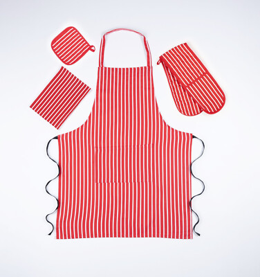 Rote Ofenhandschuhe Set mit Schürze Hitzebeständiger Ofenhandschuh für Küche Backen
