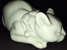 VTG SLEEPING CAT 9.5" GRAY GREEN CELADON "ROBINSON'S" NEMURI NEKO FIGURINE JAPAN