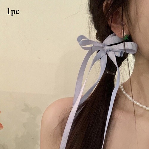 Ribbon Long Bow Hair Side Clip Braided Bows Sweet Party Simple Multi Color & ➳ - Picture 13 of 19