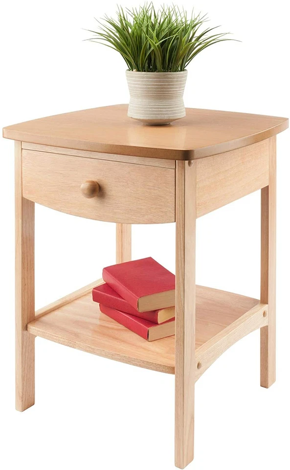 Winsome Mesita de Noche Curvada de Madera Claire/Mesa de Acento Natural (Juego de 2) Foto 4 de 4