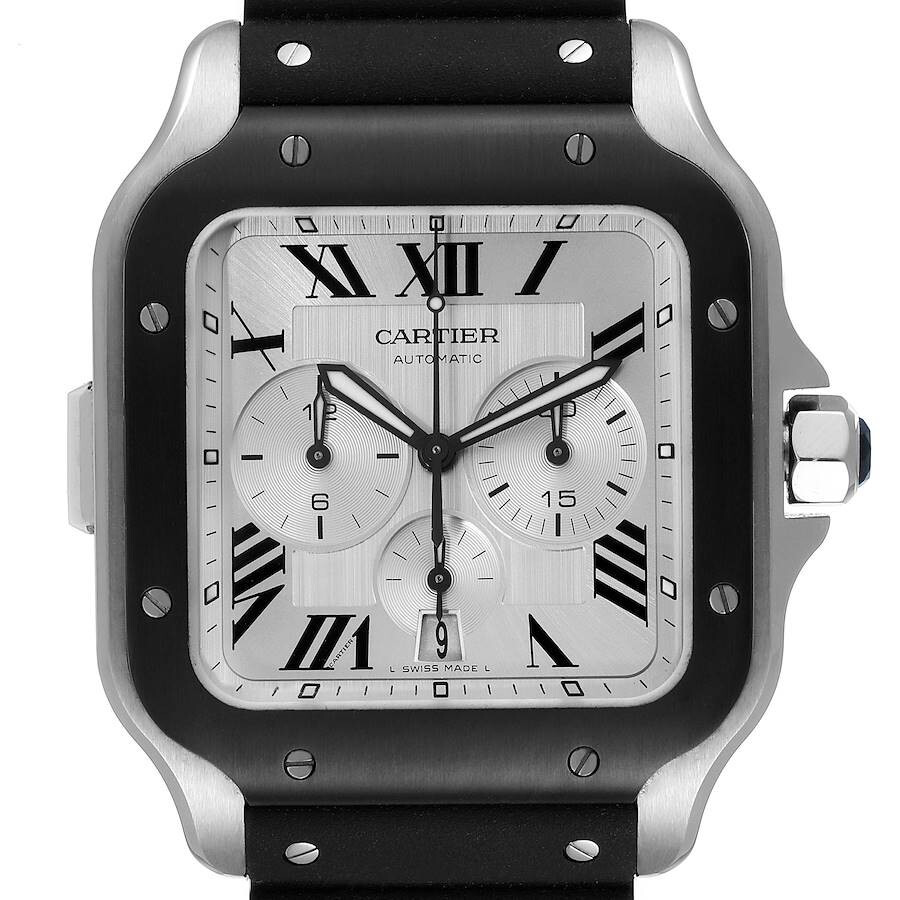 Cartier Santos de Cartier Chronograph X-Large SS Black Cartier Santos de Cartier Chronograph X-Large SS Black